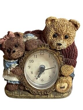 FIGI Teddies Teddy Bear Mini Desk Clock Resin Figurine Vintage 1997